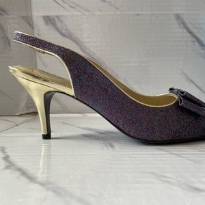 Women’s Size 10 M by MARINELLI Glitter Multicolored Gold Heels!! GENTLY USED!!